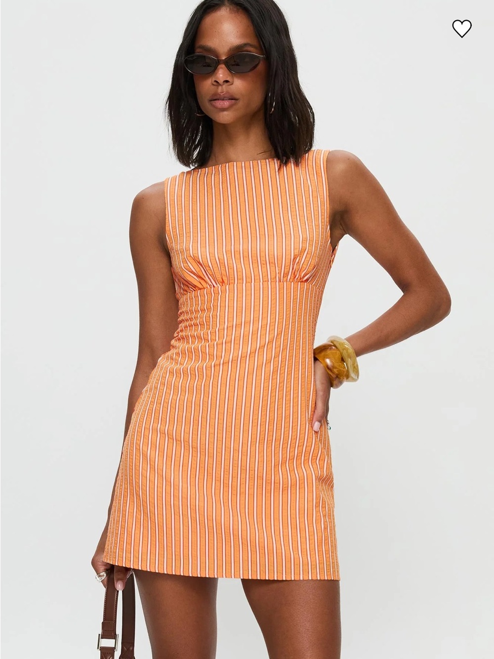 Princess Polly Orange and White Striped Sleeveless Mini Dress size 4